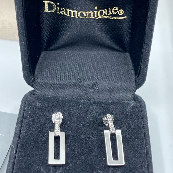 Vintage Epiphany Diamonique Platinum-Clad Sterling Silver Earrings - Picture 2 of 10